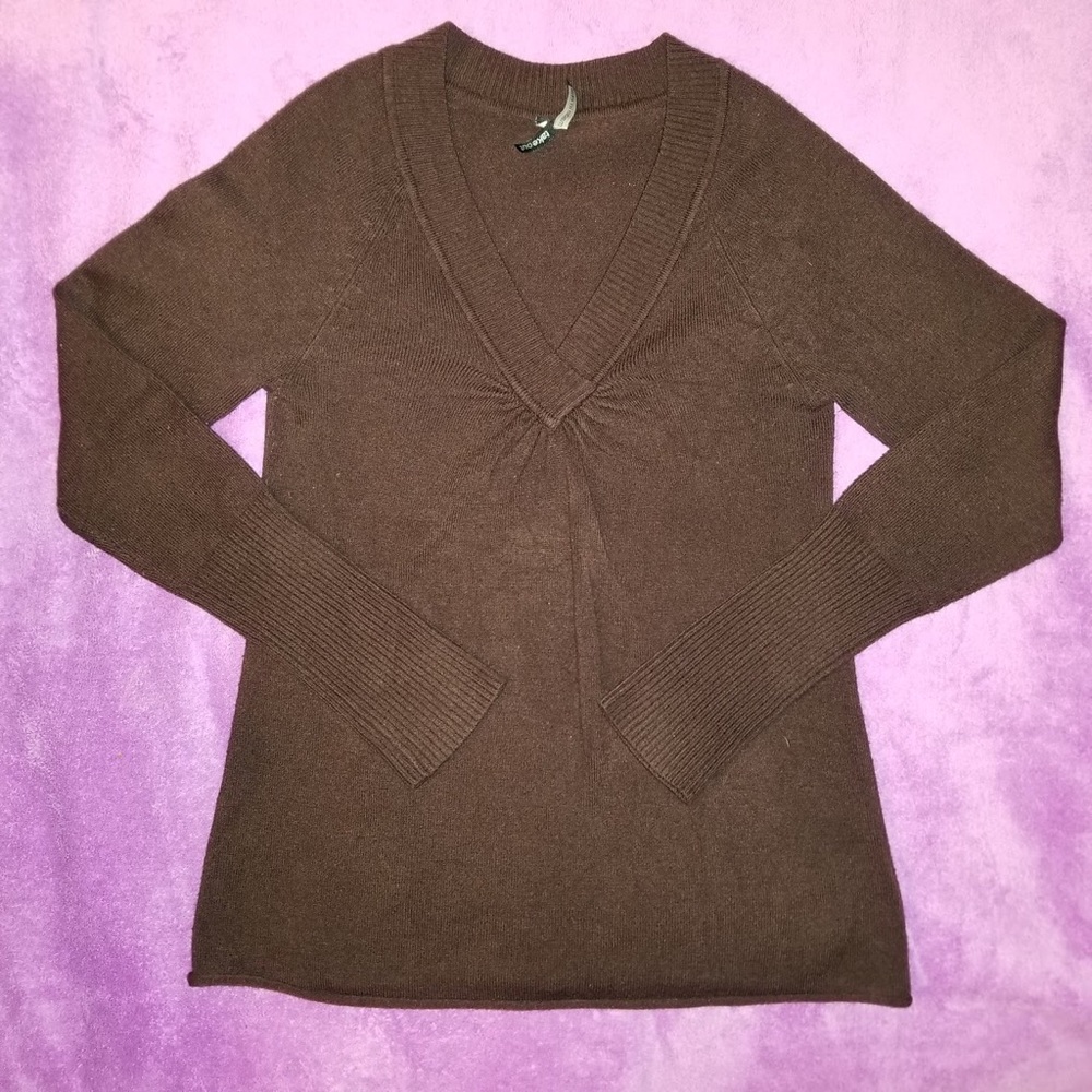 Takeout Chocolate Brown V-Neck Sweater